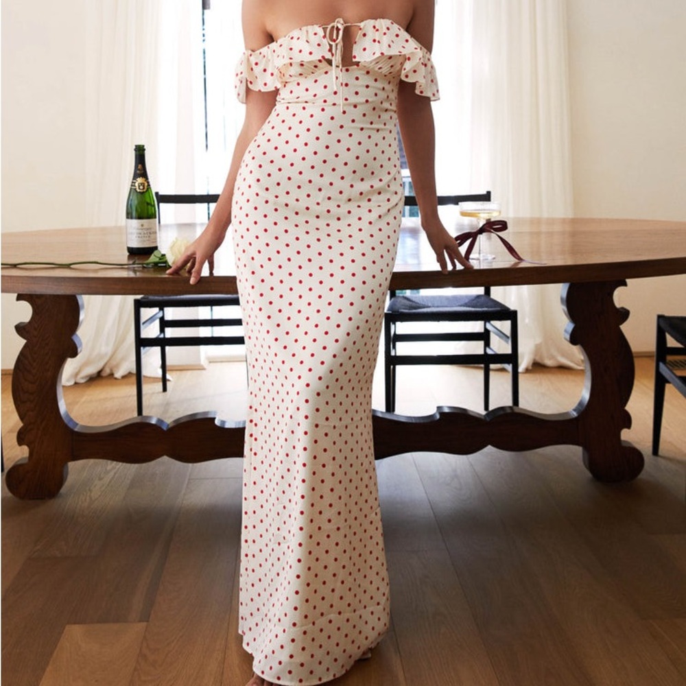 Peppermayo White and Red Polka Dot Dress